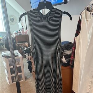 Madewell Black and White Striped Midi Dress